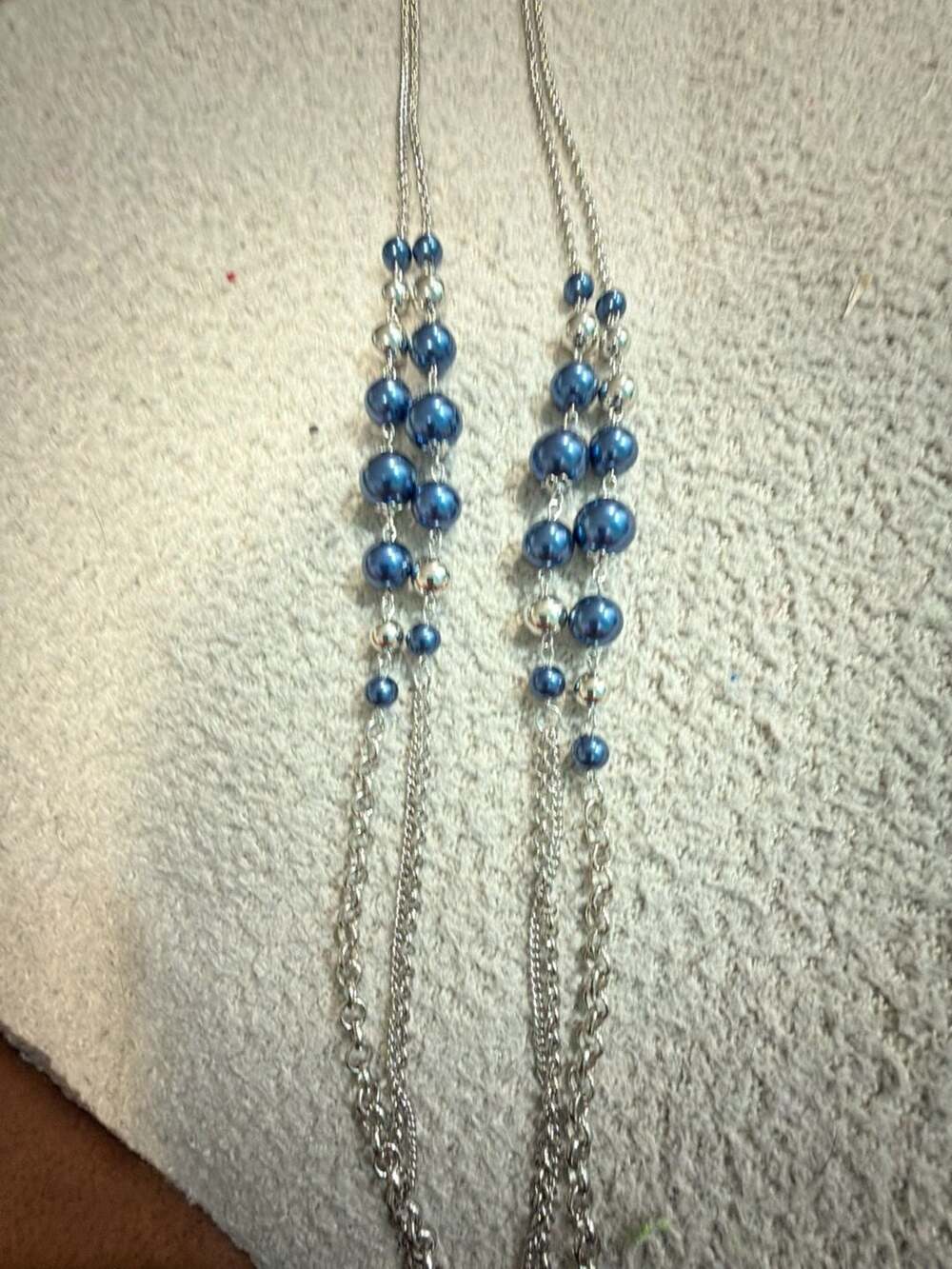 Paparazzi Blue Pearl and Silver Chain Necklace and Earring Set